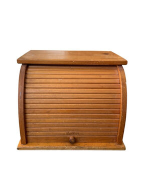 Vintage Hand Crafted Amish Wooden Roll Top Bread Box